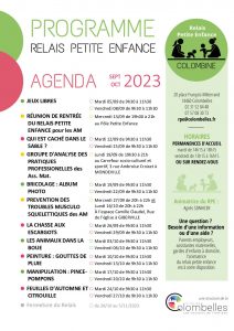 Relais petite enfance : Programme Septembre – octobre 2023